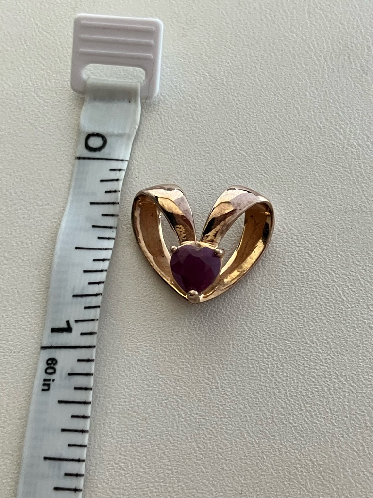 925 Gold Plated Heart Pendant With Ruby